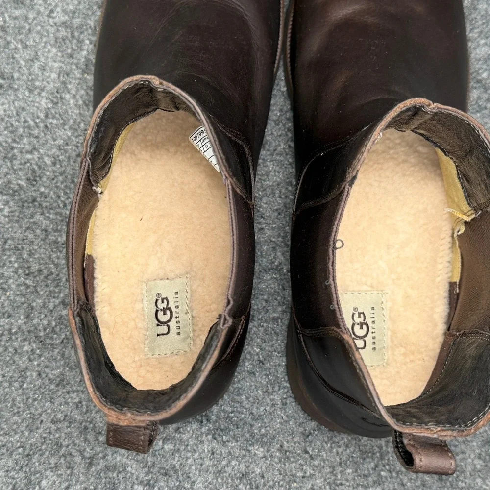 UGG Biltmore Chelsea Boots Men's 14 Brown Leather Pull On Classic Shoes